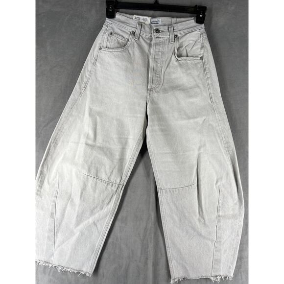 CITIZENS OF HUMANITY Horseshoe high-rise barrel-leg jeans Size 24 Light Grey - Picture 4 of 14